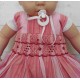 Hand-Embroidered Hand-Embroidered Baby Dress Aélya Pink Striped
