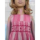 Hand-Embroidered Hand-Embroidered Child's Dress Aélya Striped Pink