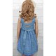 Hand-Embroidered Hand-Embroidered Childrens Dress Ocean Stripe Blue
