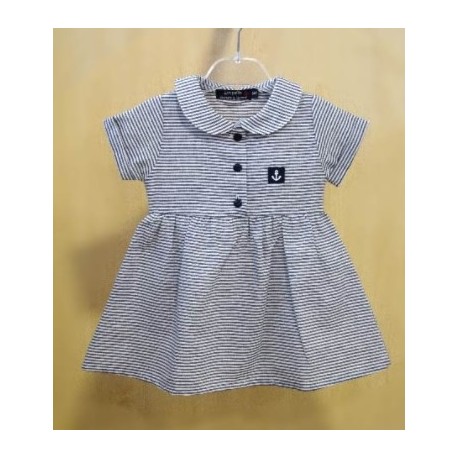 Papylou Cannet Baby Dress White and Navy