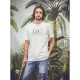 Tee Shirt Homme OCEAN PARK Surf Road Blanc Cassé Chiné