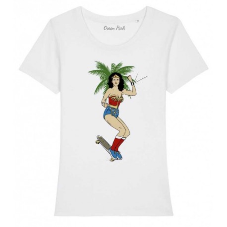 Tee Shirt Femme OCEAN PARK Wonder Skate Blanc