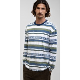 RHYTHM Libre Stripe Vintage Men's Long Sleeve Tee Shirt Olive