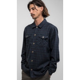 RHYTHM Men's Shirt Plaid Flannel Navy