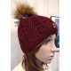 Bonnet Femme HIGHLANDS CROSS Roselyn 017 Pompon Fausse Fourrure Bordeaux