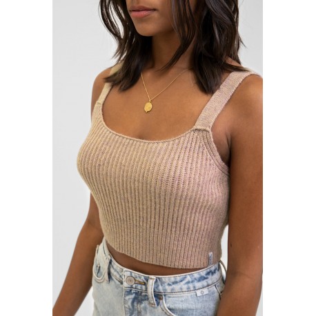 Haut Femme RHYTHM Lila Knitted Cropped Top Mocha