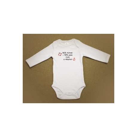 Long Sleeve Baby Bodysuit Papylou Mapa White