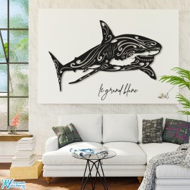Décoration Murale en Métal Requin Blanc S 40cm