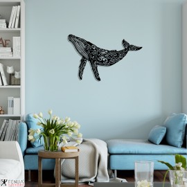 Décoration Murale en Métal Baleine à Bosse S 40cm