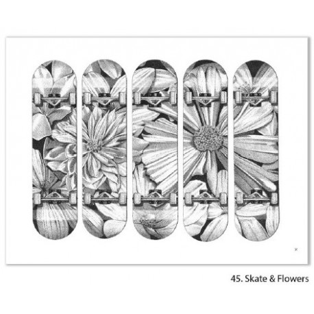 Art Drawing MADAME HUBERT N 45 Skate & Flowers