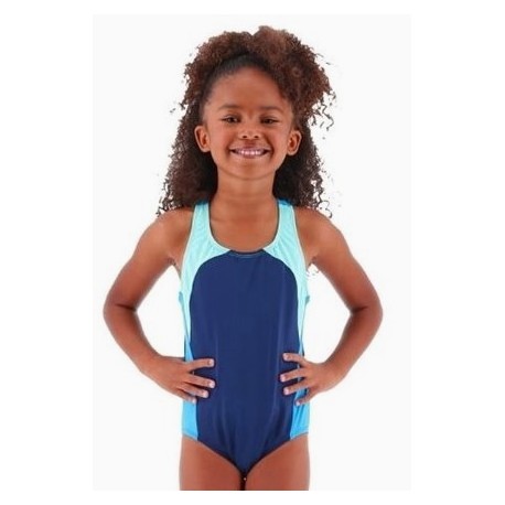 Junior One Piece Swimsuit TYR Solid Turquoise Blue Navy