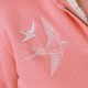 Women's Sherpa Lined Sweatshirt STERED Swallows Pink Terracotta