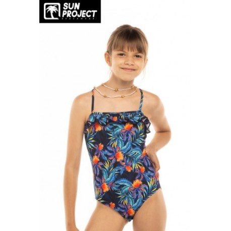 One Piece Swimsuit Child SUN PROJECT Blue Floral