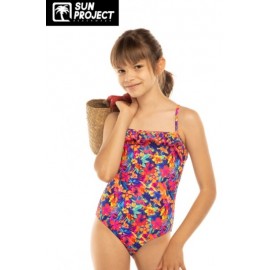 Children's 1-Piece Swimsuit SUN PROJECT Floral Pink