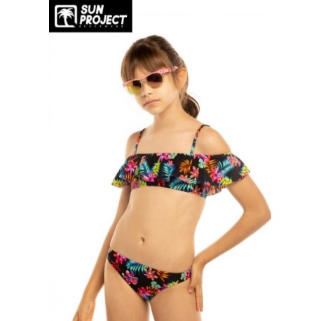 Maillot de bain 2 Pieces Enfant SUN PROJECT Fleurie noir