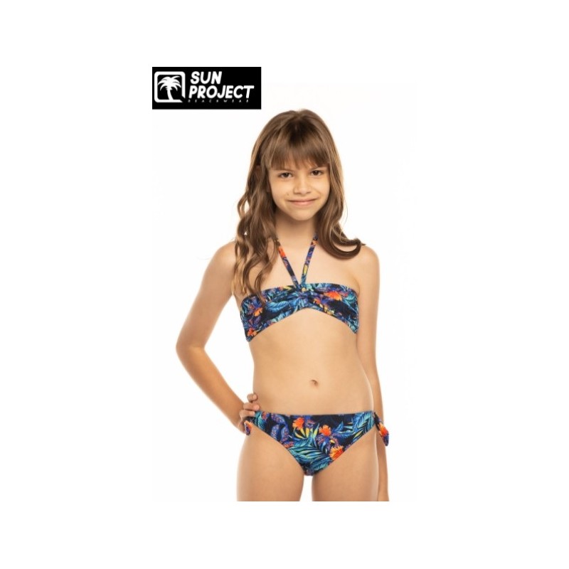 Maillot de bain 2 pièces fleuri fille - bleu, Fille