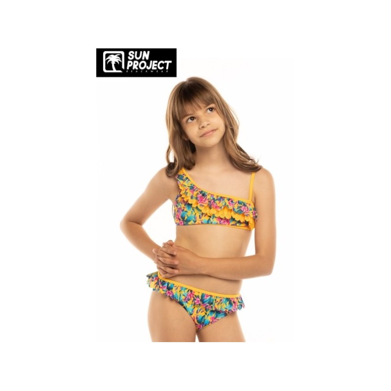 Bas de maillot de bain boxer réglable jaune - Grace