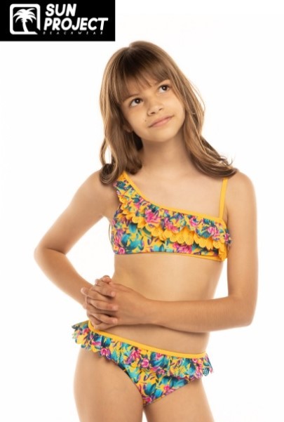 Bikini Fille Justice 2 Pièces – Multicolore Imprimé Jaune Fleur – Taille 6 – Neuf