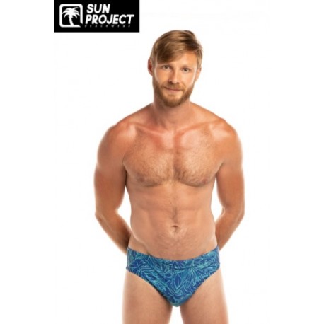 Men's Brief Swimsuit SUN PROJECT Blue Palm Tree