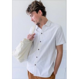 RHYTHM Linen Stripe Shirt Natural