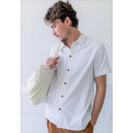 RHYTHM Linen Stripe Shirt Natural