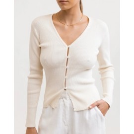 RHYTHM Long Line Knit Ivory Vest