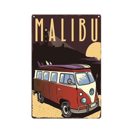 Plaque Métal Décoration Malibu Camper