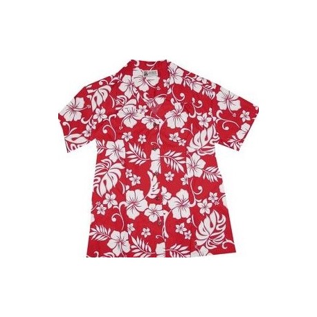 Woman Shirt ALOHA REPUBLIC Vahine Hibiscus Red