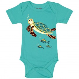 Rooster Baby Bodysuit Turtle Green