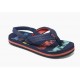 REEF Little Ahi Navy Palms Stripe Kids Flip Flop