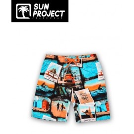 Boardshort Enfant Sun Project Surf Bleu Orange