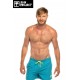 Boardshort Homme SUN PROJECT Vert Emeraude Cordon et Patch Jaune Fluo