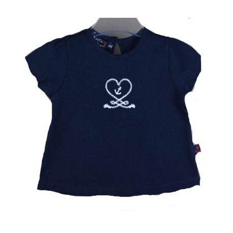 Tee Shirt Bébé Fille Papylou Carcavelos Marine