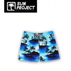Sun Project Children's Palm Tree Boardshorts Blue