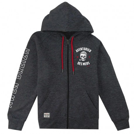 Sweat Zip Capuche Enfant Stered Aventurier des Mers Anthracite