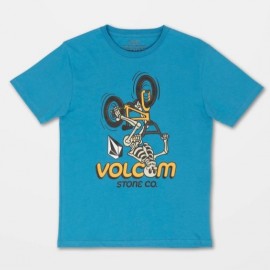 Junior Volcom Skele Flip Blue Drift T-Shirt