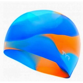 TYR Tie Dye Blue Orange Junior Silicone Swimming Cap