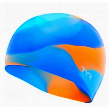 Bonnet de natation en Silicone Junior TYR Tie Dye Bleu Orange