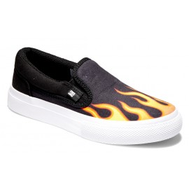 Chaussures DC Junior Manual Slip On Black Flames