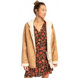 Faux Shearling Coat BILLABONG Autumn Leaves Light Brown