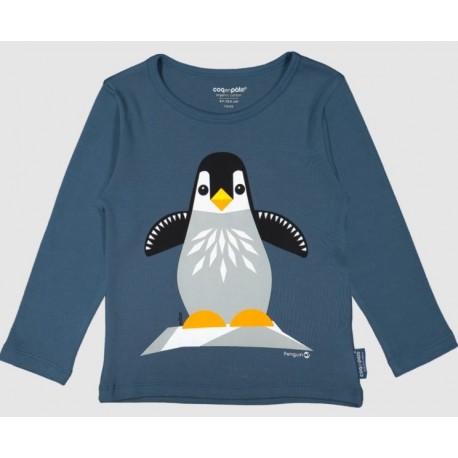 Tee Shirt Manches Longues Junior Coq en pâte Pingouin Bleu