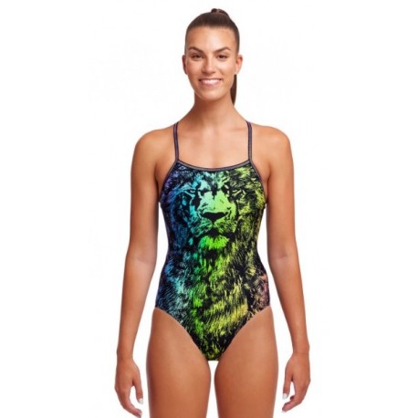 Women's 1 Piece Swimsuit FUNKITA Single Strap Lion EyesMacaw Magic