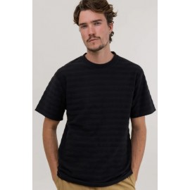 Tee Shirt RHYTHM Dobby Stripe Pocket Black