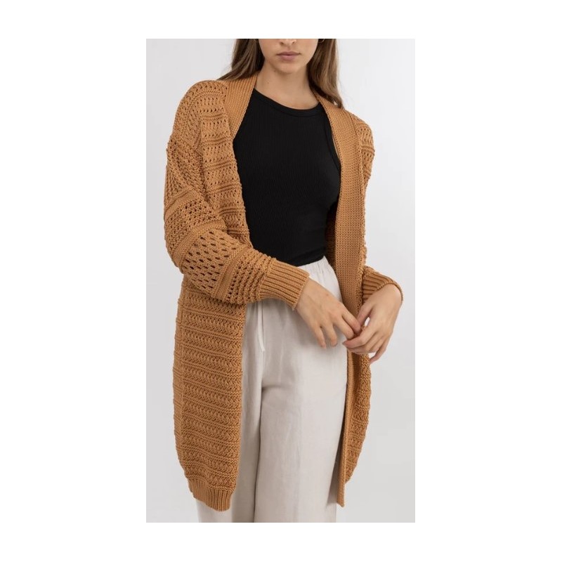 Gilet Femme RHYTHM Chunky Cardigan Caramel - Breizh Rider