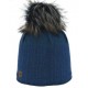 Bonnet Femme HIGHLANDS CROSS Roselyn 004 Pompon Fausse Fourrure Bleu