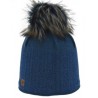 Bonnet Femme HIGHLANDS CROSS Roselyn 004 Pompon Fausse Fourrure Bleu