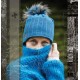 Women's Hat HIGHLANDS CROSS Roselyn 004 Fake Fur Pompom Blue