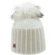 Bonnet Femme HIGHLANDS CROSS Roselyn 004 Pompon Fausse Fourrure Crème