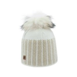 Women's Hat HIGHLANDS CROSS Roselyn 004 Fake Fur Pompom Cream