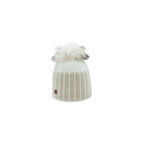 Women's Hat HIGHLANDS CROSS Roselyn 004 Fake Fur Pompom Cream